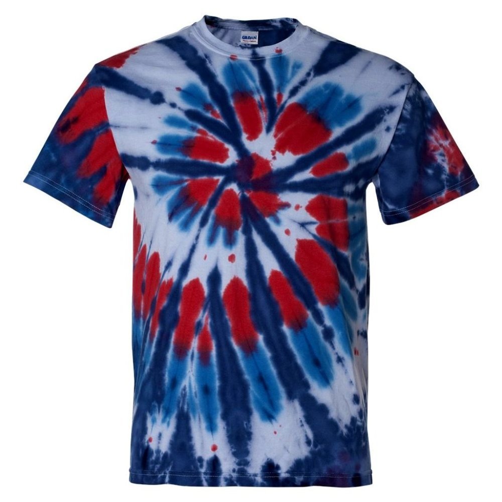 Plus Red, White, Blue Tie Dye Unisex T Shirt Cotton Size M Fourth of July